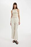 DeFacto Gabardin Pantolon Wide Leg Geniş Bol Paça Kargo Cepli Normal Bel Basic Düz Standart Boy C5974AX24SPBG802