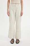 DeFacto Gabardin Pantolon Wide Leg Geniş Bol Paça Kargo Cepli Normal Bel Basic Düz Standart Boy C5974AX24SPBG802