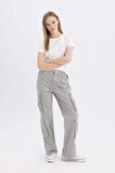 DeFacto Coool Straight Fit Gabardin Pantolon Kargo Cepli B6873AX24SPGR454