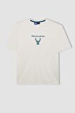 DeFactoFit NBA Milwaukee Bucks Oversize Geniş Kalıp Bisiklet Yaka Sırt Baskılı Kısa Kollu Tişört Z4666AZ24SMER105