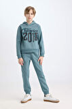 DeFacto Erkek Çocuk 2'li Takım Kapüşonlu Baskılı Sweatshirt Beli Lastikli Eşofman Altı D3561A824WNGN1208