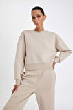 DeFacto Boxy Fit Bisiklet Yaka Kalın Basic Sweatshirt B8568AX24WNBG187