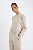 DeFacto Boxy Fit Bisiklet Yaka Kalın Basic Sweatshirt B8568AX24WNBG187