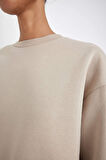 DeFacto Boxy Fit Bisiklet Yaka Kalın Basic Sweatshirt B8568AX24WNBG187