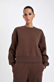 DeFacto Boxy Fit Bisiklet Yaka Kalın Basic Sweatshirt B8568AX24WNBN258