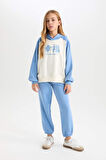 DeFacto Kız Çocuk 2'li Takım Kapüşonlu Baskılı Sweatshirt Beli Lastikli Eşofman Altı D4065A824WNBE756