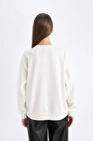 DeFacto Relax Fit Bisiklet Yaka Baskılı İnce Sweatshirt D5290AX24AUER105