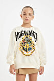 DeFacto Kız Çocuk Harry Potter Oversize Geniş Kalıp Bisiklet Yaka Sweatshirt D3861A824AUER99