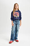 Kız Çocuk Harry Potter Relax Fit Bisiklet Yaka Sweatshirt