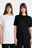 DeFacto Regular Fit Kısa Kollu 2'li Basic Düz Tişört Tunik D5479AXNSBK21