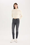 DeFacto Skinny Fit Yüksek Bel Düz Paça Uzun Jean Görünümlü Yıkamalı Pantolon D5047AX24CWNM36
