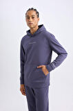 DeFactoFit Standart Fit Kapüşonlu Arma Baskılı Kanguru Cepli Skuba Dalgıç Kumaş Sporcu Sweatshirt D1893AX24AUPR493