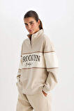 DeFactoFit NBA Brooklyn Nets Oversize Geniş Kalıp Dik Yaka Kalın Kumaş Sweatshirt