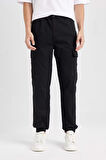 DeFacto Regular Fit Gabardin Jogger Pantolon Kargo Cepli Lastikli Paça C9163AX24AUBK81