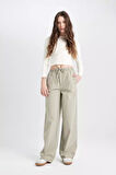 DeFacto Coool Straight Fit Poplin Pantolon Basic Düz Cepli Lastikli Bel Bağcıklı D3764AX24AUKH418