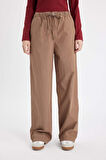 DeFacto Coool Straight Fit Poplin Pantolon Basic Düz Cepli Lastikli Bel Bağcıklı D3764AX24AUBN533