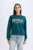 DeFacto Regular Fit Bisiklet Yaka Baskılı İnce Sweatshirt D5928AX24AUGN1040