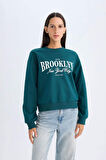 DeFacto Regular Fit Bisiklet Yaka Baskılı İnce Sweatshirt D5928AX24AUGN1040