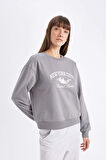 DeFacto Regular Fit Bisiklet Yaka Baskılı İnce Sweatshirt D5929AX24AUGR436