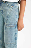 DeFacto Kız Çocuk Wide Leg Geniş Paça Kargo Cepli Jean Pantolon D6095A824WNNM28