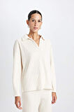 DeFacto Relax Fit Polo Yaka Casual Fitilli Kaşkorse Uzun Kollu Tişört B2404AX24AUBG186