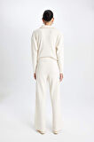 DeFacto Wide Leg Geniş Paça Eşofman Altı Normal Bel Fitilli Kaşkorse Kumaş Basic Düz B2405AX24AUBG186