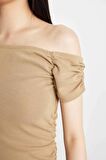 DeFacto Bodycon Tek Omuzlu Fitilli Kaşkorse Kısa Kollu Midi Elbise D1448AX24SMBN124