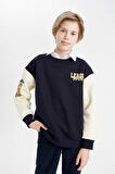 DeFacto Erkek Çocuk Oversize Geniş Kalıp Bisiklet Yaka Baskılı Kalın Sweatshirt C9281A824AUNV245