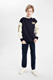 DeFacto Erkek Çocuk Oversize Geniş Kalıp Bisiklet Yaka Baskılı Kalın Sweatshirt C9281A824AUNV245