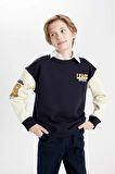 DeFacto Erkek Çocuk Oversize Geniş Kalıp Bisiklet Yaka Baskılı Kalın Sweatshirt C9281A824AUNV245