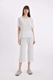 DeFacto Regular Fit Desenli Kısa Kollu Pijama Takımı-Fall in Love D1537AX24SMWT46