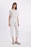 DeFacto Regular Fit Desenli Kısa Kollu Pijama Takımı-Fall in Love D1537AX24SMWT46