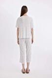 DeFacto Regular Fit Desenli Kısa Kollu Pijama Takımı-Fall in Love D1537AX24SMWT46