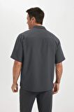 DeFacto Relax Fit Yazlık Polo Yaka Krinkıl Kumaş Kısa Kollu Gömlek C7398AX24SMAR138