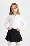 DeFacto Kız Çocuk Siyah Basic Düz Beli Lastikli Pileli Twill Okul Eteği C7740A824AUBK81