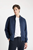 Slim Fit Kolej Yaka Bomber Kadife Mont