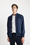 Slim Fit Kolej Yaka Bomber Kadife Mont