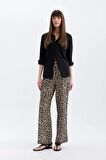 DeFacto Wide Leg Leopar Desenli Uzun Boy Vual Pantolon Yüksek Bel Geniş Paça Cepli C3831AX24SMBG234