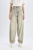 DeFacto Baggy Fit Yüksek Bel Uzun Jean Yıkamalı Pantolon D0319AX24HSNM85