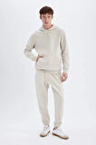 X8283 Regular Fit Kapüşonlu Cepli İçi Yumuşak Tüylü Basic Düz Sweatshirt