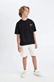 DeFacto Erkek Çocuk Oversize Fit Bisiklet Yaka Yıkamalı Kısa Kollu Tişört C6283A824HSBK81