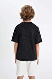 DeFacto Erkek Çocuk Oversize Fit Bisiklet Yaka Yıkamalı Kısa Kollu Tişört C6283A824HSBK81