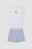 DeFacto Kız Çocuk Baskılı Kısa Kollu Şortlu Pijama Takımı C8501A824SMWT34