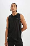 DeFactoFit Slim Fit Dar Kesim Baskılı Bisiklet Yaka Ağır Kumaş Sporcu Atlet A1736AX24SMBK81