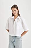 DeFacto Crop Poplin Kısa Kollu Gömlek C8744AX24SMWT34