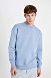 DeFacto Boxy Fit Bisiklet Yaka Baskılı Sweatshirt X8282AZ24AUBE797
