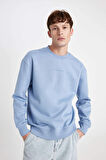 DeFacto Boxy Fit Bisiklet Yaka Baskılı Sweatshirt X8282AZ24AUBE797