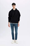DeFacto Siyah Oversize Geniş Kalıp Kapüşonlu Kanguru Cepli Basic Düz Sweatshirt A4331AX24AUBK81