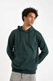 DeFacto Regular Fit Kapüşonlu Kanguru Cepli İçi Yumuşak Tüylü Basic Düz Sweatshirt X8283AZ24AUGN536