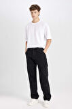 DeFacto Wide Leg Fit Geniş Kalıp Normal Bel Geniş Paça Kargo Cepli Jean Pantolon B4638AX24AUNM40